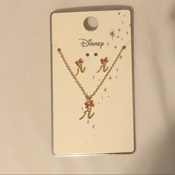 Disney Jewelry - Minnie Mouse “A” Necklace Set